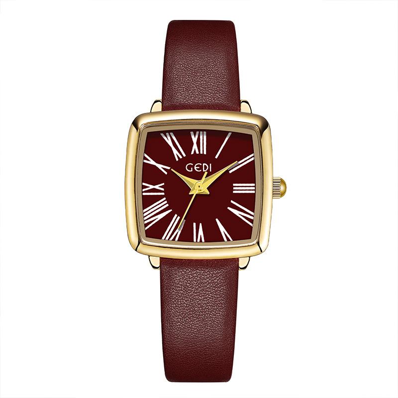 Light Luxury Fritillary Women S Watch Retro High-Value Square Plate Women S Watch Simple High-End Belt Quartz Watch