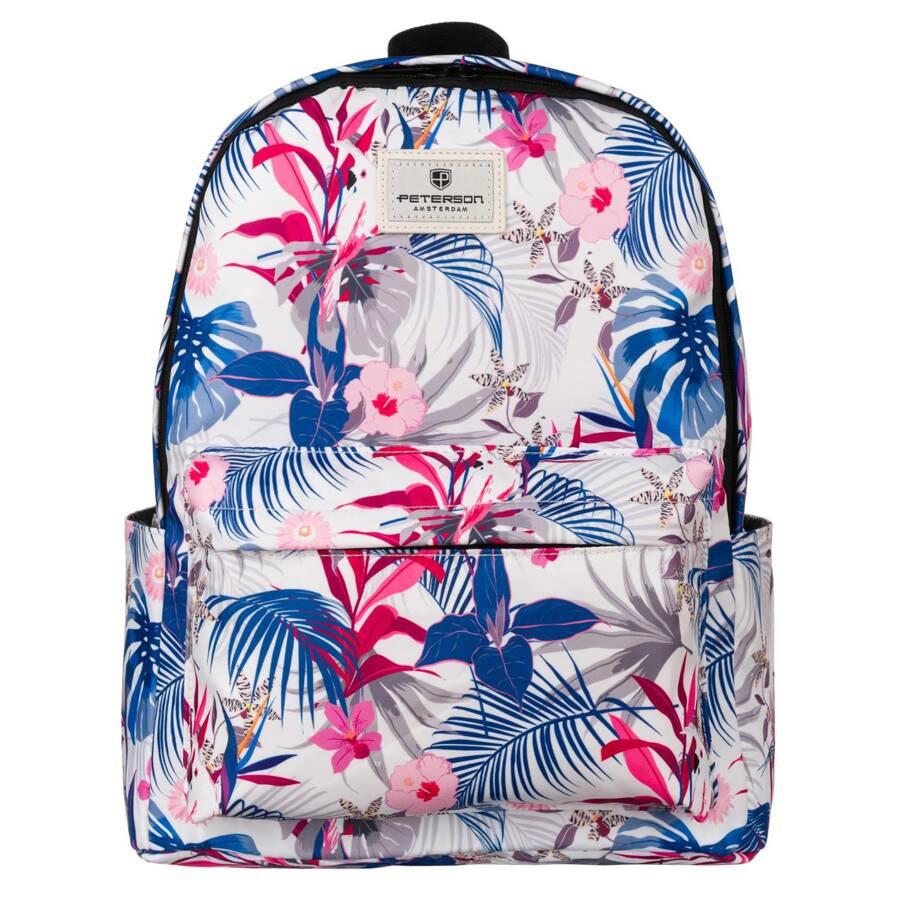 Fashionable Floral School Backpack with Open Side Pockets - Peterson