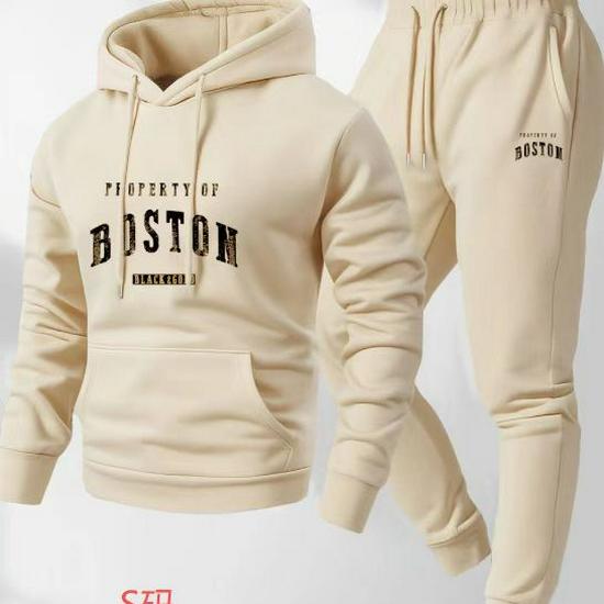 Men's Cross Europe Autumn/Winter Hoodie & Sweatpants Set - Letter Print Pullover Fashion Sportswear