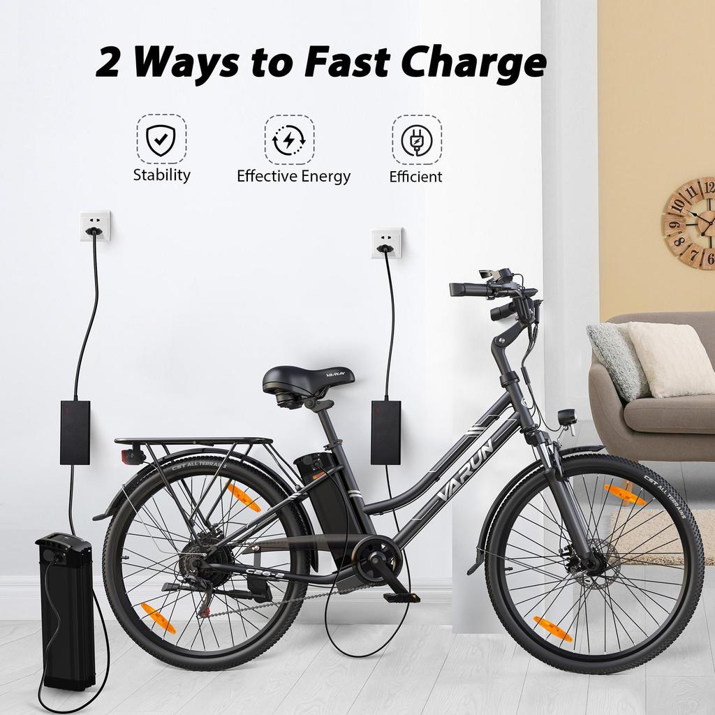 Varun Electric Bike 26 Inch City Electric Bicycle with 48V Removable Battery LCD Display, 4 Riding Mode,Commuter Electric Bikes for Adult