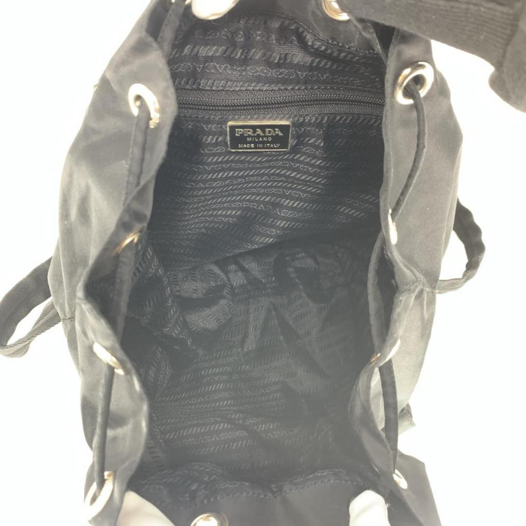 PRADA Rucksuck Backpack Daypack Tessuto Nylon Leather Silver Hardware Black Women's Triangle Logo Plate