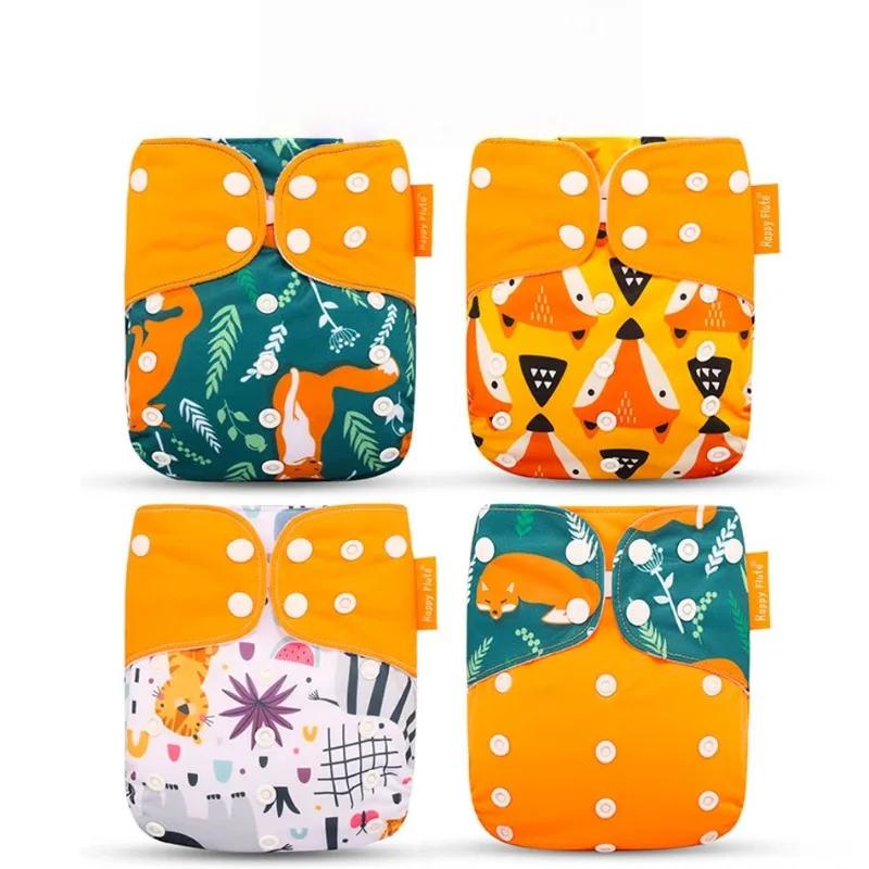 

4pcs Washable Cloth Diaper Cover Adjustable Reusable Nappy Fit 3-15kg Baby Toddler Leakproof Soft Breathable Snap Button