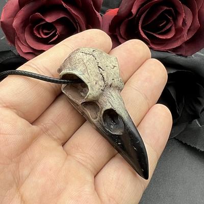 3D Goth Havran Lebka Náhrdelník Živicová Replika Havran Straka Vrána Gotický Darček Halloween Havran Lebka Náhrdelník