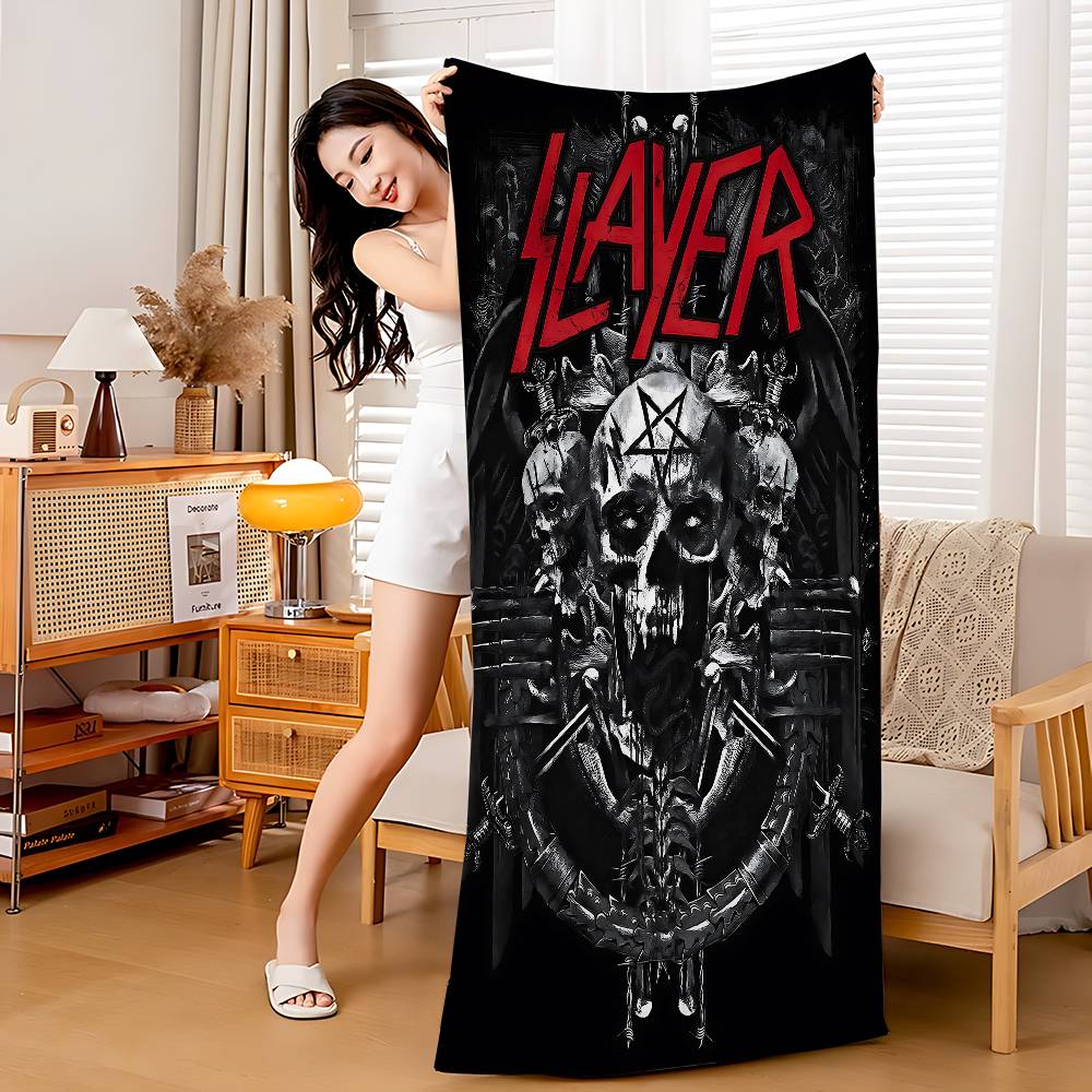 

Heavy Metal Rock Band S-Slayer Microfiber Blanket Quick Drying Beach Towels Oversized Printing Super Absorbent Pool Towel W30*H60(CM)