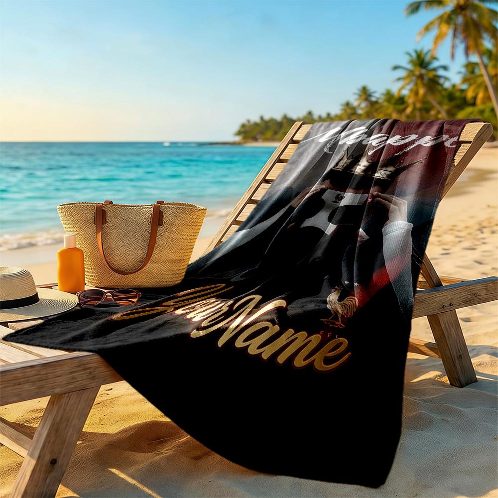 Mbappe Customize Your Name Beach Towel Soft Durable Quick-Dry Ideal for Travel Outdoor Swim Pool Yoga Surf Camping Hiking Gym Gift Holiday