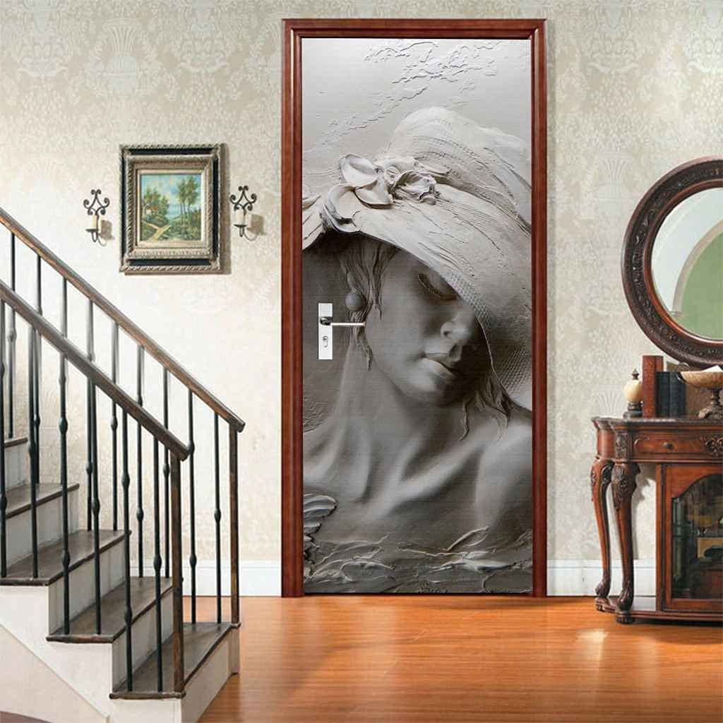 Papier Peint Pour Porte Sticker Porte Effet 3D Poster De Porte Stickers Chambre Muraux Stickers Trompe L'oeil