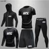 Herren 5-teiliges Cross-Training Kompressionsset - Hohe Elastizität, Schnelltrocknend, Atmungsaktiv für Boxen, Fitness, Laufen & UFC
