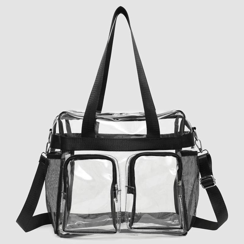 Portable PVC Transparent Shoulder Crossbody Bag Tote Satchel Handbag for Women Lady Large Capacity Clear Bag Waterproof Shopping