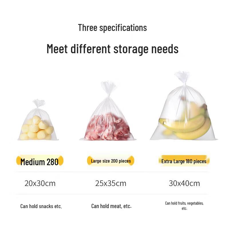 MARYYA Food-Grade PE Fresh-Keeping & Storage Bags - 3-in-1 Combo Pack