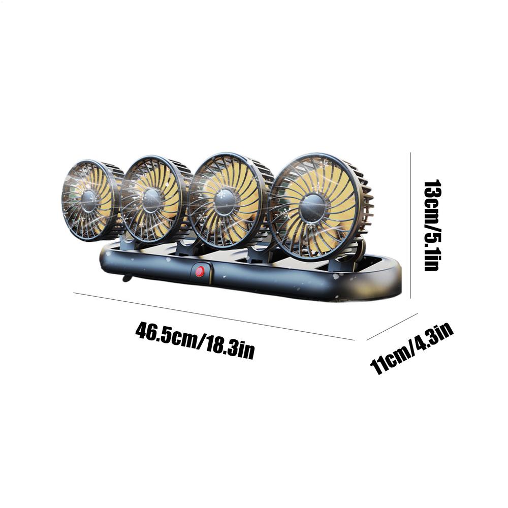Car Fan Adjustable 4 Head Air Fan Automotive Electric Fan USB/12V/24V Fan Car Silent Fan For Home Desk Office & Car