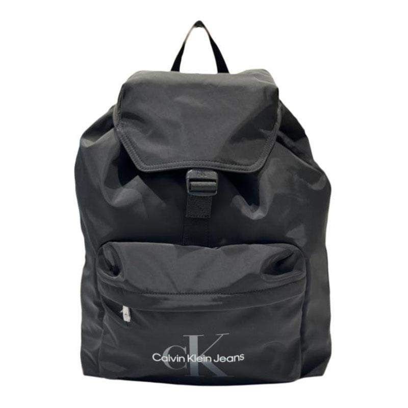 Calvin Klein Brand Logo Polyester (Polyester Fiber) Backpack Unisex Couple Style Black чёрный
