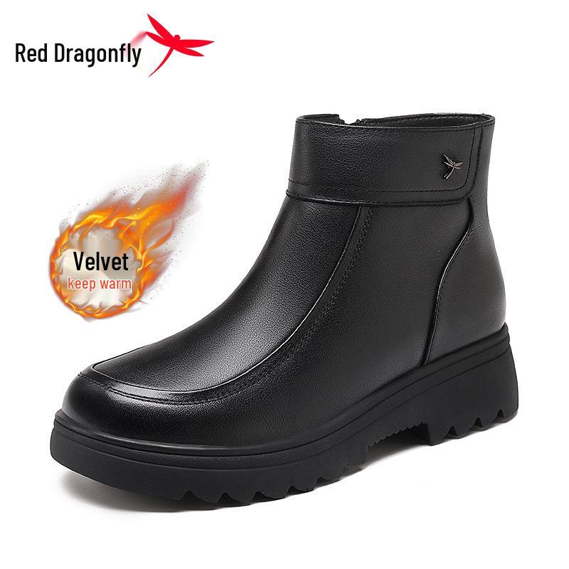 Женские зимние сапоги Red Dragonfly из натуральной кожи с плюшевым и шерстяным мехом 35