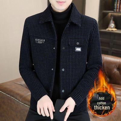 Men's Plaid Velvet Lapel Jacket: Autumn/Winter Trendy Woolen Short Coat