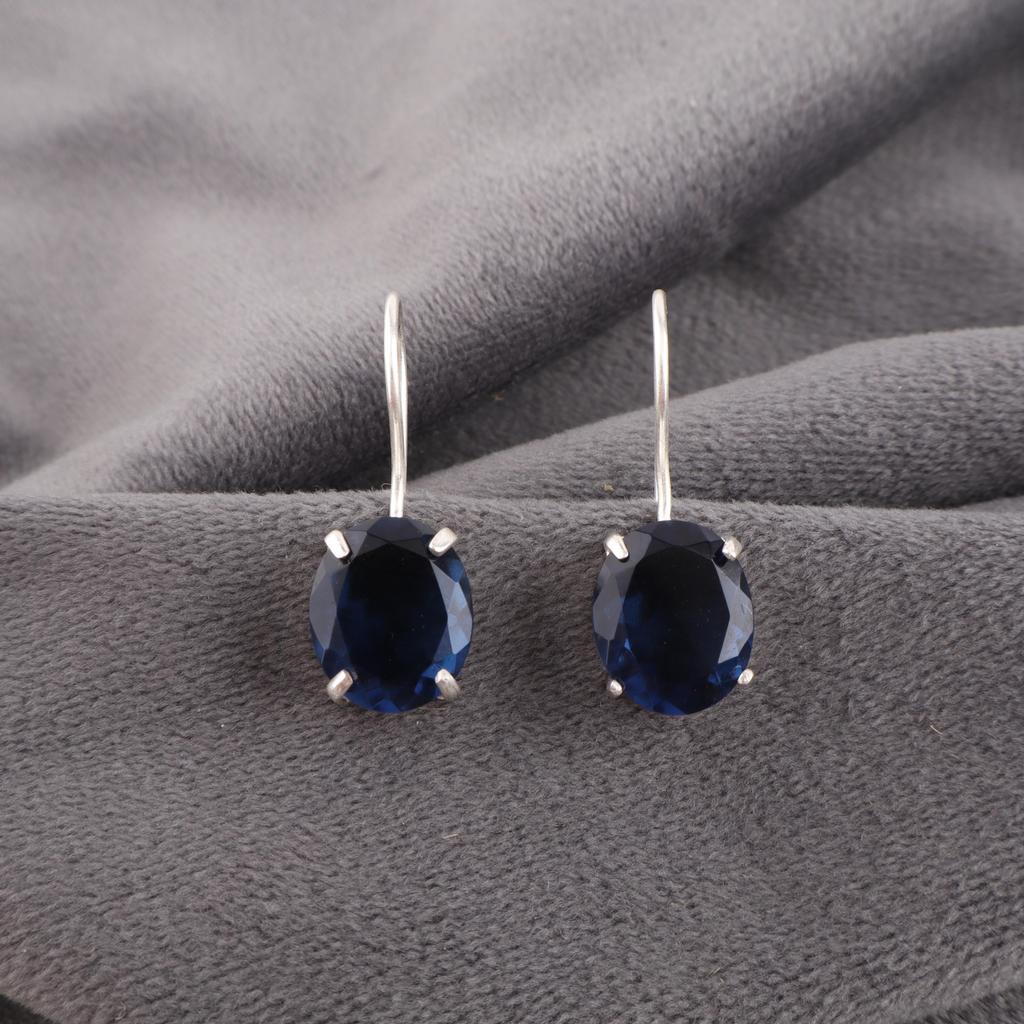 London Blue Topaz 925 Solid Sterling Silver Earrings, Handmade Gemstone Earrings Jewelry, Gifts For Wife Brand New Earrings
