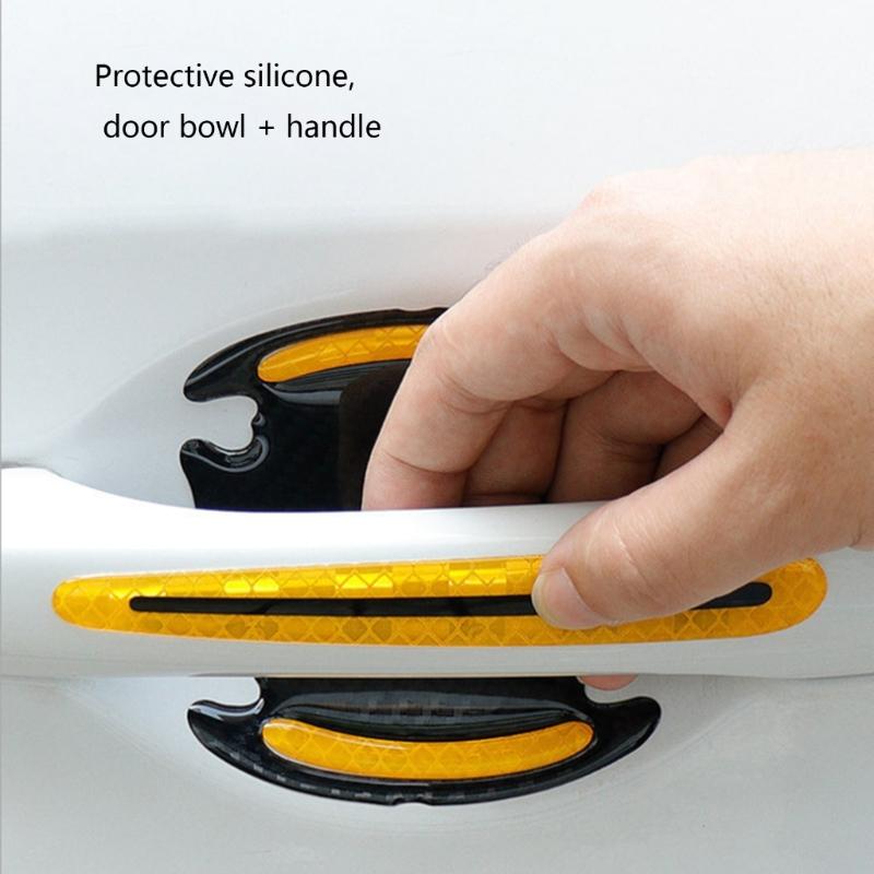 High Visibility Reflective Car Handle Protectors with Grip Texture Multipurpose Auto Door Handle 8pcs for Night Safety
