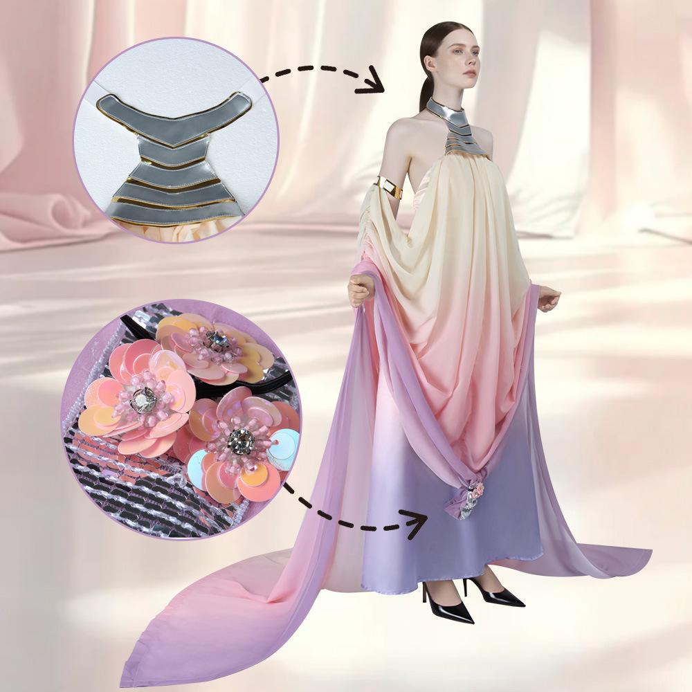 Costume Cosplay Star Wars Padme Amidala Abito Regina Amidala per Adulti Outfit per Festa di Halloween con Mantello