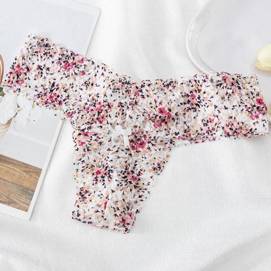 Damskie majtki z koronki kwiatowej bezszwowe kokardki z niskim stanem cienkie szybkoschnące miękkie