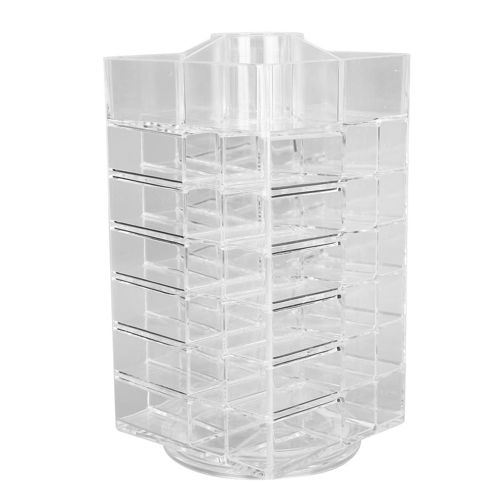 Cosmetic Lipstick Tower 360 Degree Rotating Display 53 Slots Large Capacity Lip Gloss Storage Organizer Transparent