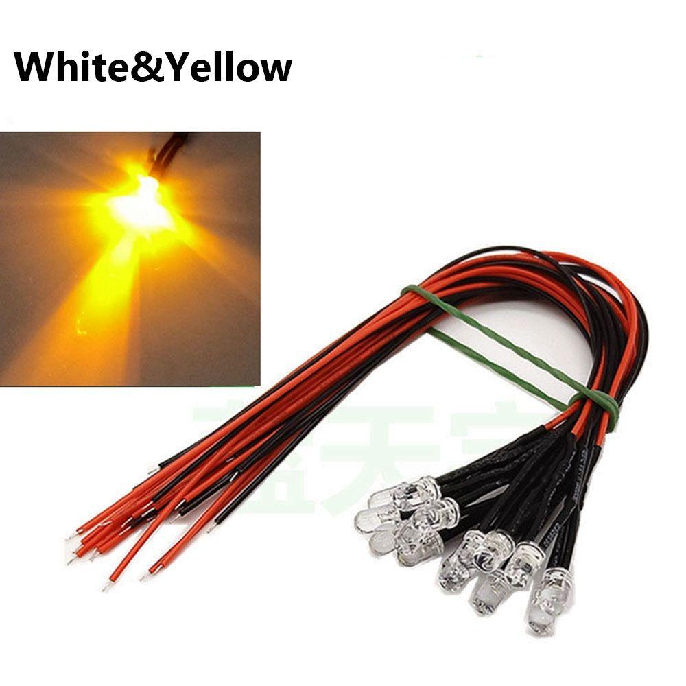 10pcs 3mm 12V LED Light Red White Yellow For 1/10 RC Crawler 1/14 Tamiya RC Truck Drift Car Truck Toys SCX10 SCANIA G63