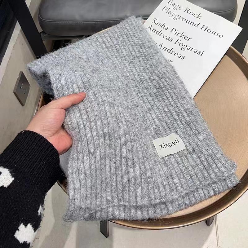 Шерстяной шарф Женский Новый Зимний Высококлассный Универсальный и Милый Вязаный Шерстяной Шарф Мужской Теплый для Шеи Корейская Версия