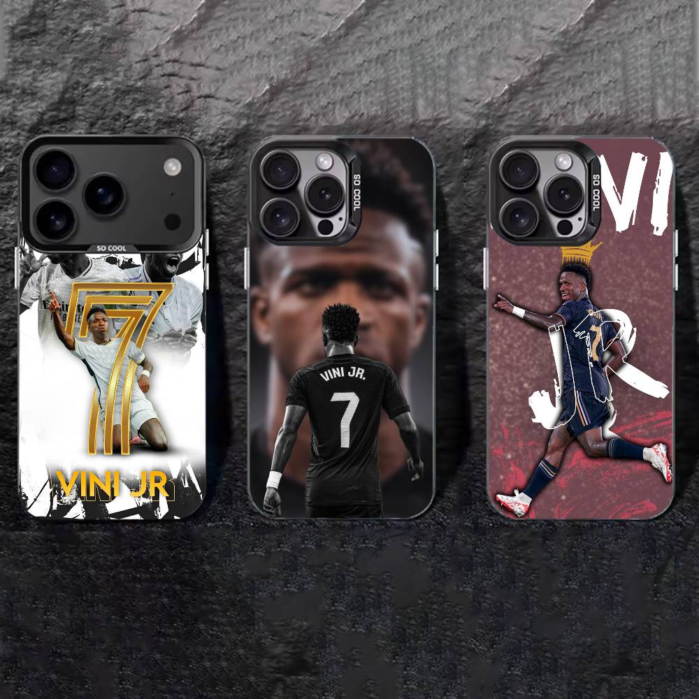 Football Player V-VINI J-JR Phone Case For iPhone 17,16,15,14,13,12,11 Plus,Pro Max,XS,Colored silver phone case
