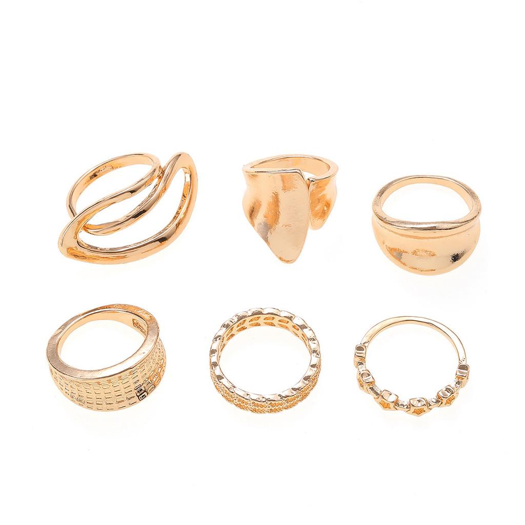 

Geometric Zinc Alloy Ring Set For Women With Electroplated Finish For Elegant Fashion Accessories золотой