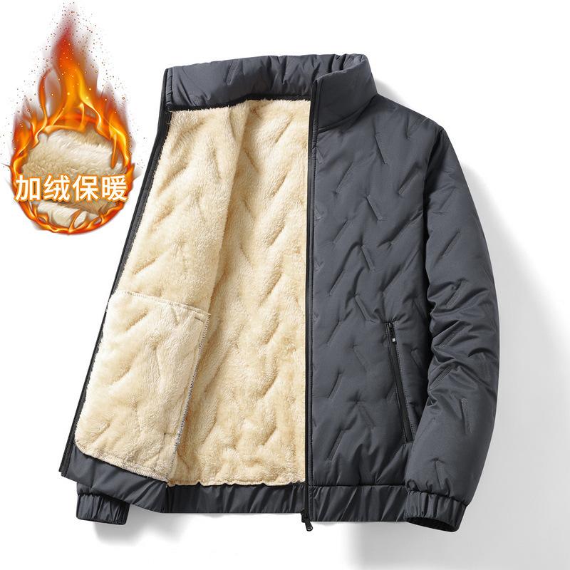 Winter cotton-padded men's 2025 new large-size men's clothing medium-sized Feather Rong cotton-padded clothes, piled and thickened thermal lapel