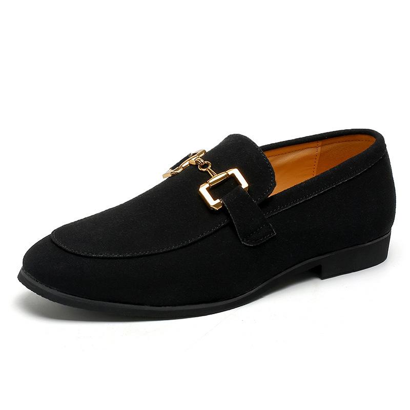 Velvet leather men s large size British metal buckle casual leather shoes men s summer beanie shoes 38