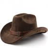 Classic Horseback Riding Western Cowboy Hat Curved Brim Autumn and Winter Black Woolen British Fashion Top Hat Men
