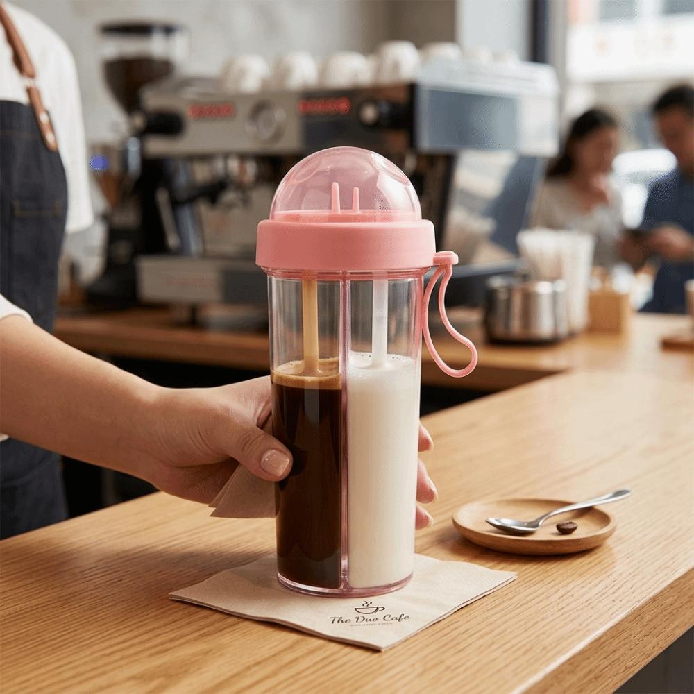 600ML Dual Drink Cup With Tubes Large Capacity Cup Portable Bottle Sport Tumbler Outdoor Sports