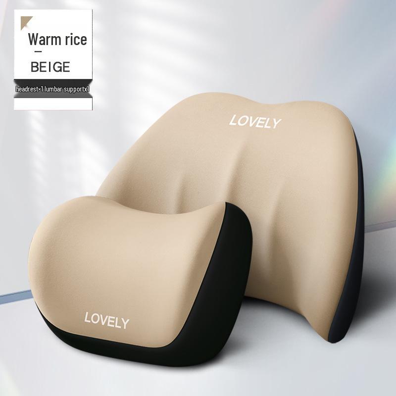 Car Memory Foam Headrest and Lumbar Support Cushion Set