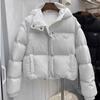 Winter Style Short Color Blue Detachable Sleeve Cotton Jacket With Bread Design For Women