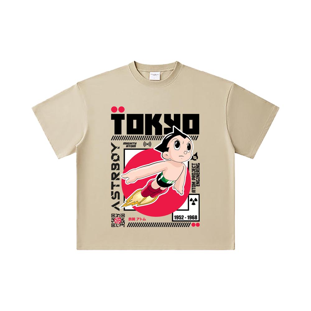 260 GSM Double Yarn 32 Count 100% Cotton Astro Boy V2 Print Unisex Heavy Cotton T Shirt