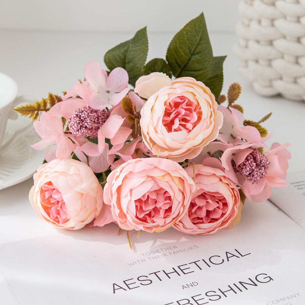 Simulation Flowers Rose Flowers Wedding Bridal Bouquet Bouquet Living Room Flower Arrangement Decoration Peony Ball Chrysanthemum Fake Flowers