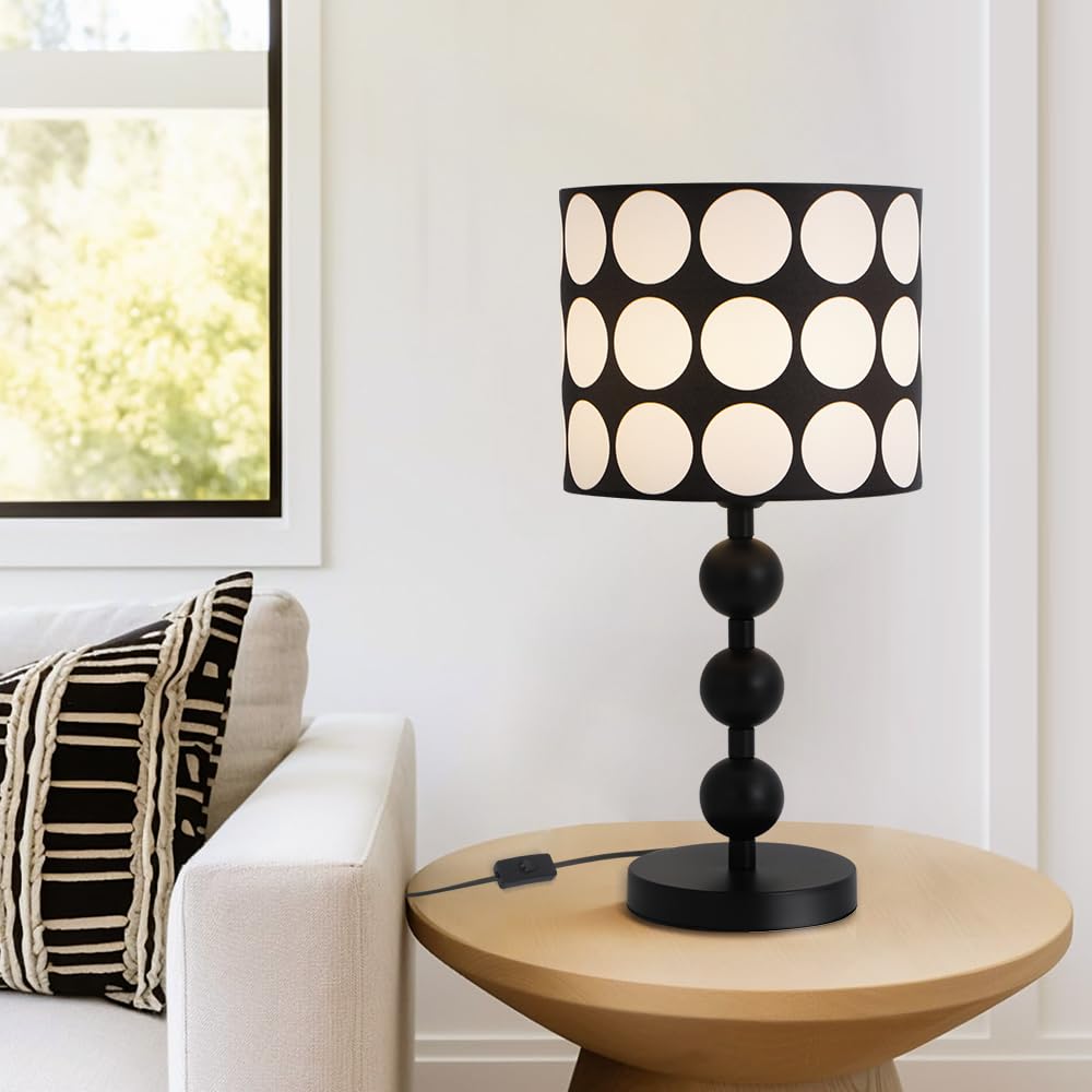 YLTLINK Table Lamp, Stylish Black & White, Modern Bedside Lamp, Also Works as a Desk Lamp, E26 Base Compatible, Interior Light, Ideal for Bedroom, Liv