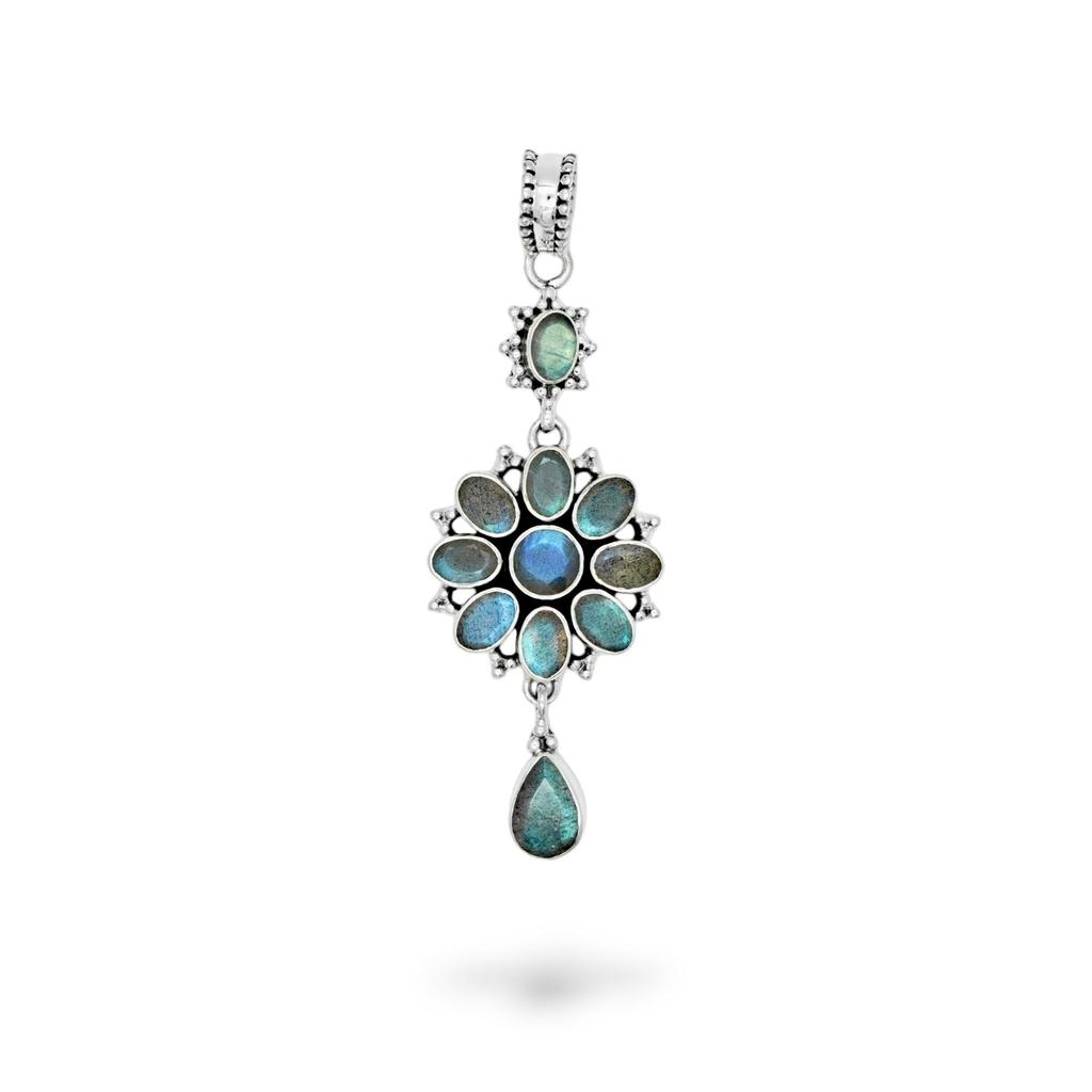 Labradorite Dangle Pendant 925 Silver Gemstone Pendant for Her