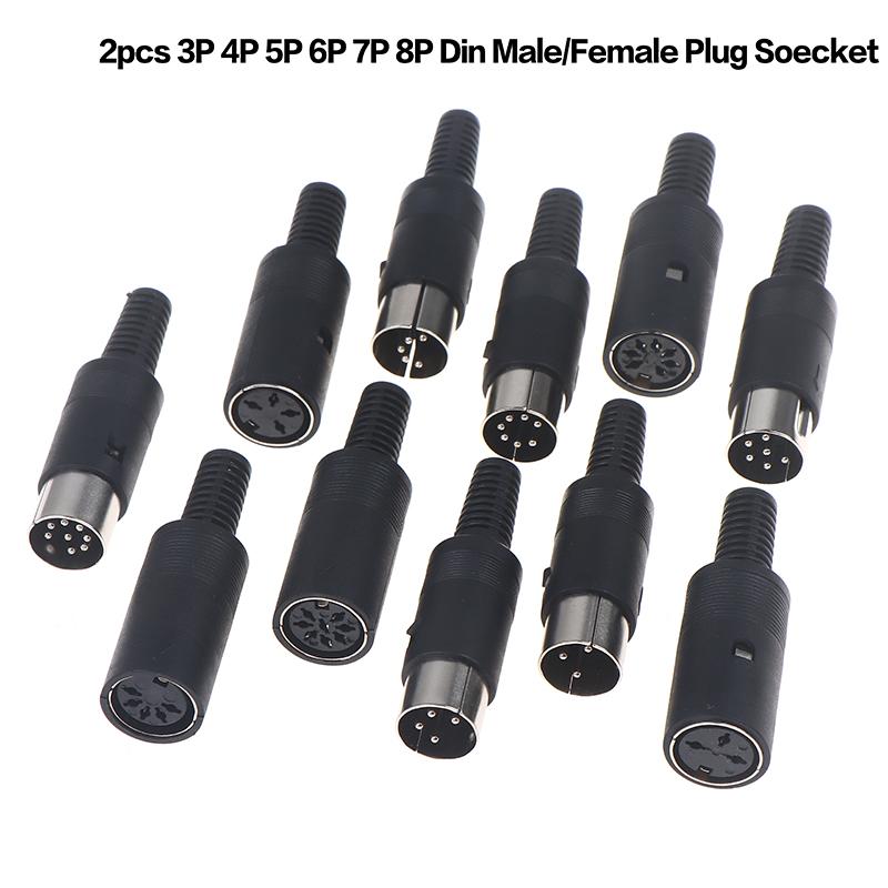 2Pcs/pack 3P 4P 5P 6P 7P 8P DIN Male/Female Plug Soecket Jack With Plastic Handle Keyboard Cable Connector Adaper
