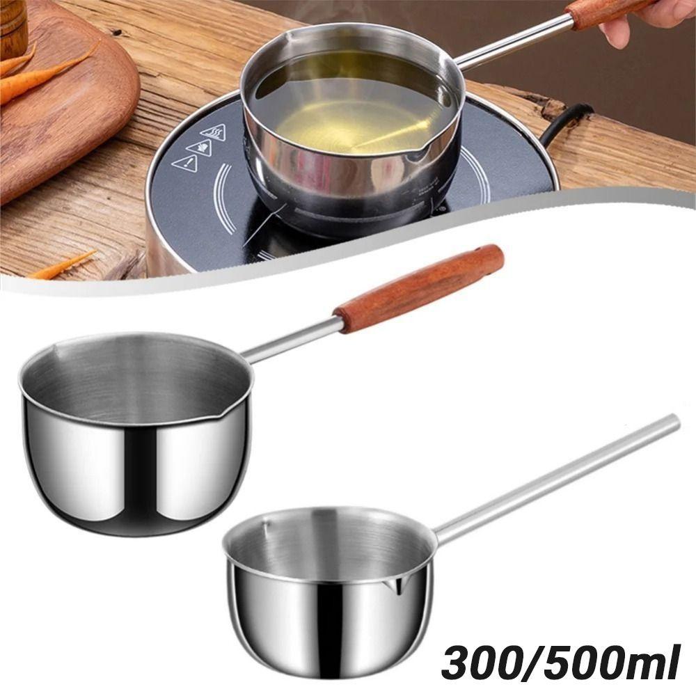 Stainless Steel Oil Splashing Small Pot Thickened Oil Pouring Spoon Mini Cooking Pot  Cooking Tools