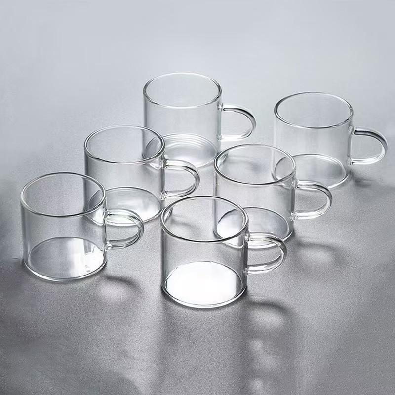 Glass Small Tea Cup High Temperature Resistant Tea Cup with Handle  Office Tea Cup Hospitality Cup Set  New Chinese Style