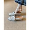 Sheepskin~ Baotou Half Slippers Women's Summer Outer Wear Inner Height-increasing Hole Shoes One Pedal Woven Breathable Cool Single Shoes