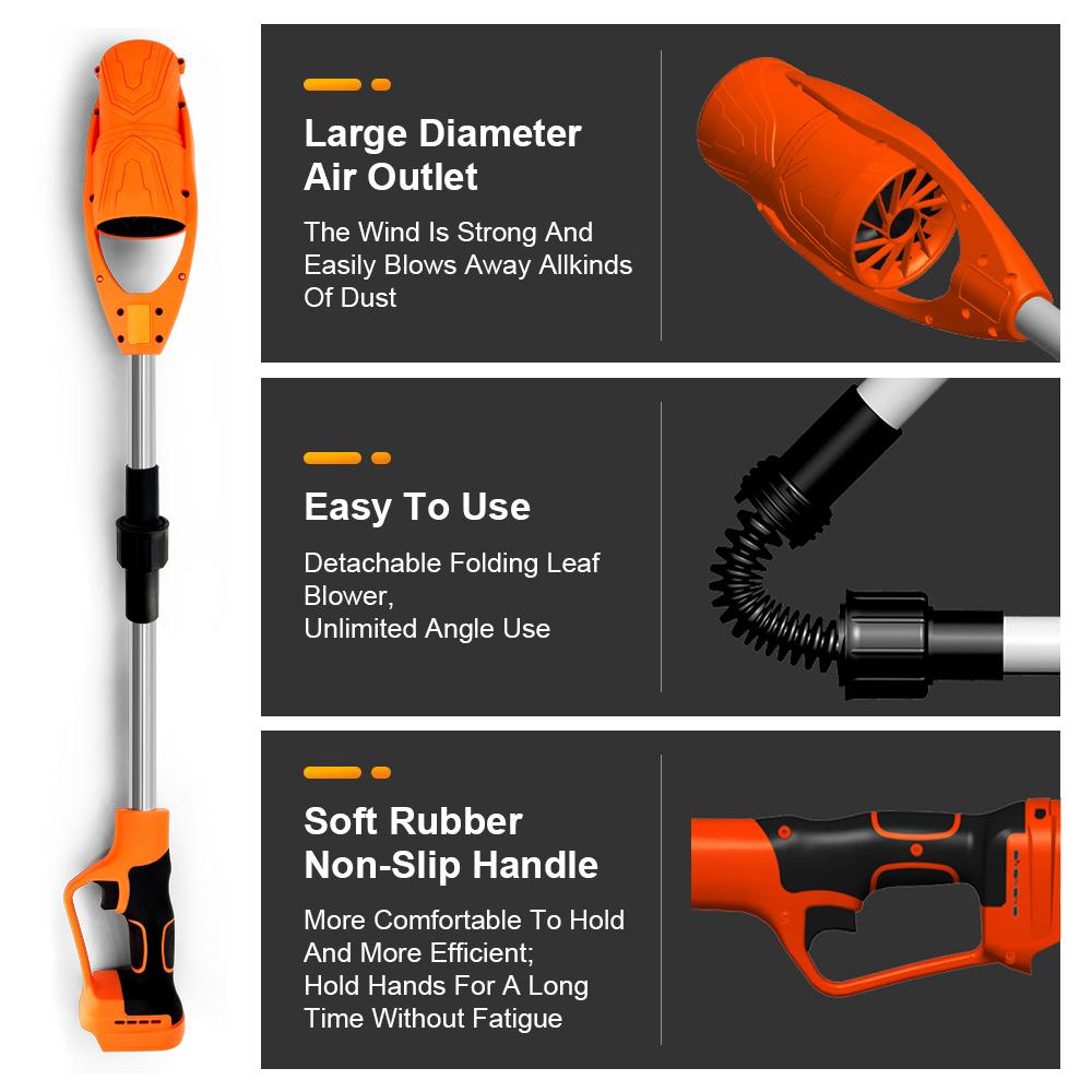 Cordless Electric Air Blower Brushless Leaf Blowers Dust Collector Foldable Garden Lawn Dust Cleaners For Makita 18V 21V Battery