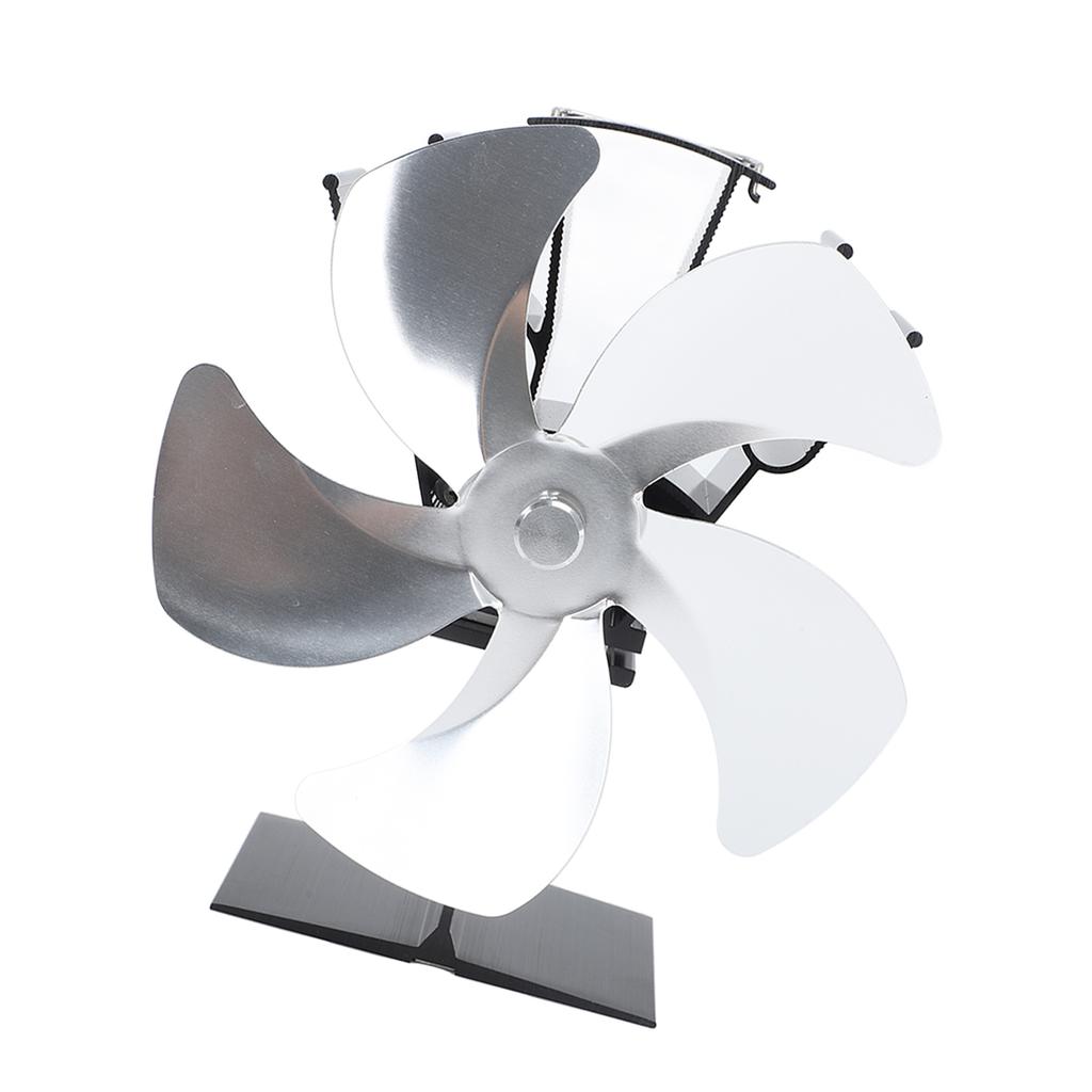 Heat Powered Stove Fan 5 Blade Aluminum Alloy Vertical Thermal Powered Fireplace Fan with