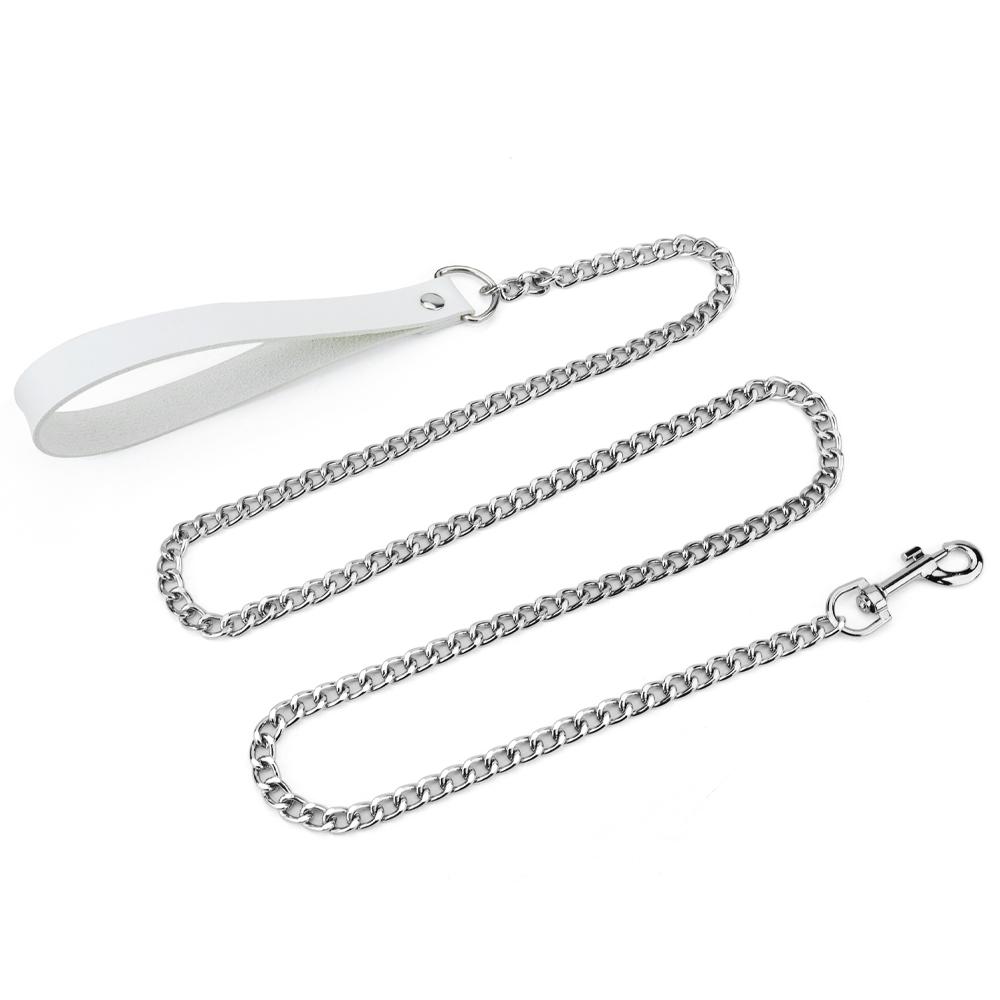 Leather Dog Leash Metal Alloy Pet Dog Leash Leash with 360° Rotatable Hook and Loop Can Be Twisted To Prevent Loss of Dog Leash белый