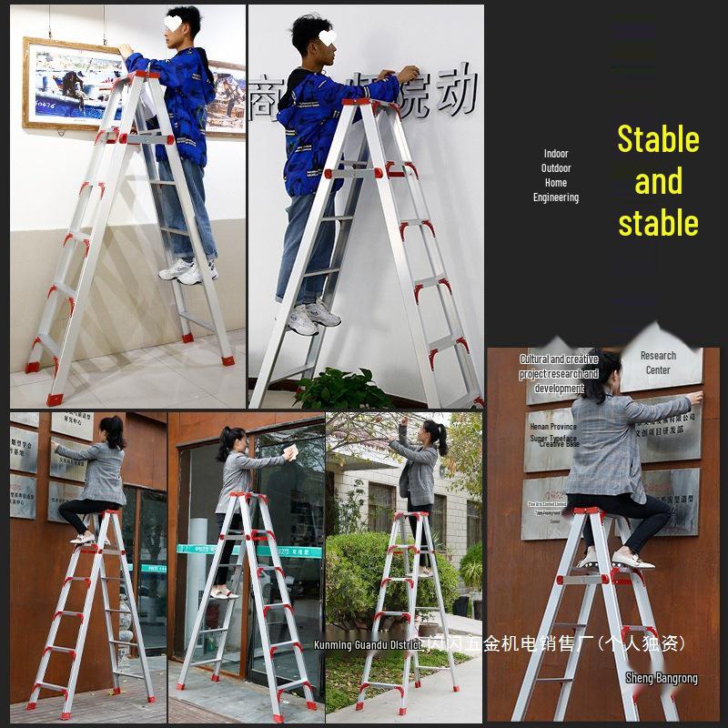 Multi-functional A-frame Aluminum Alloy Folding Telescopic Ladder for Indoor & Outdoor Use