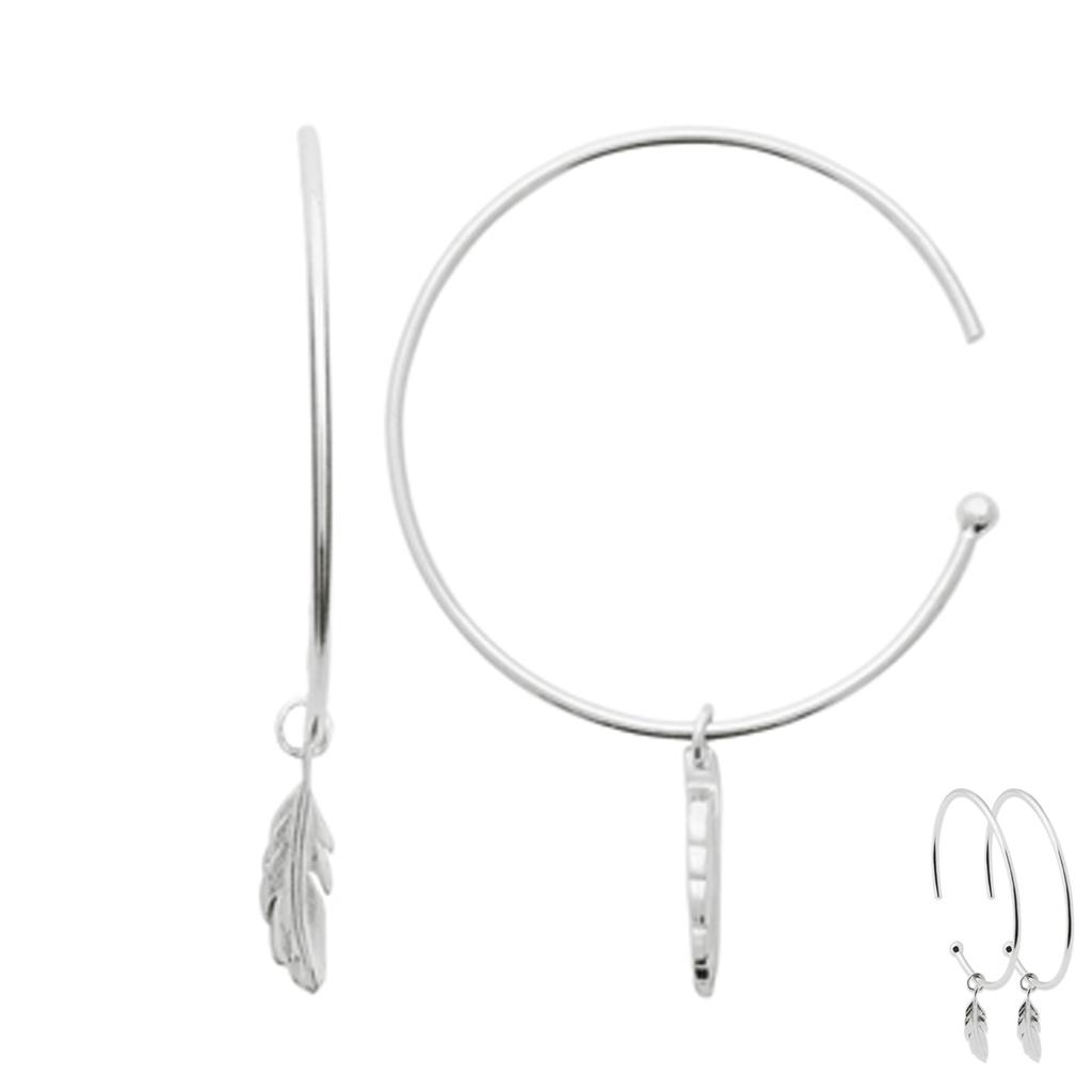 Les Trésors De Lily [R3621] - Créoles Argent 'Navajos' argenté (rhodié) - 27 mm 10x3 mm