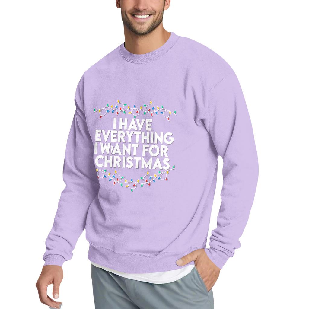 Christmas Print Loose Fit Round Neck Sweatshirt For Men