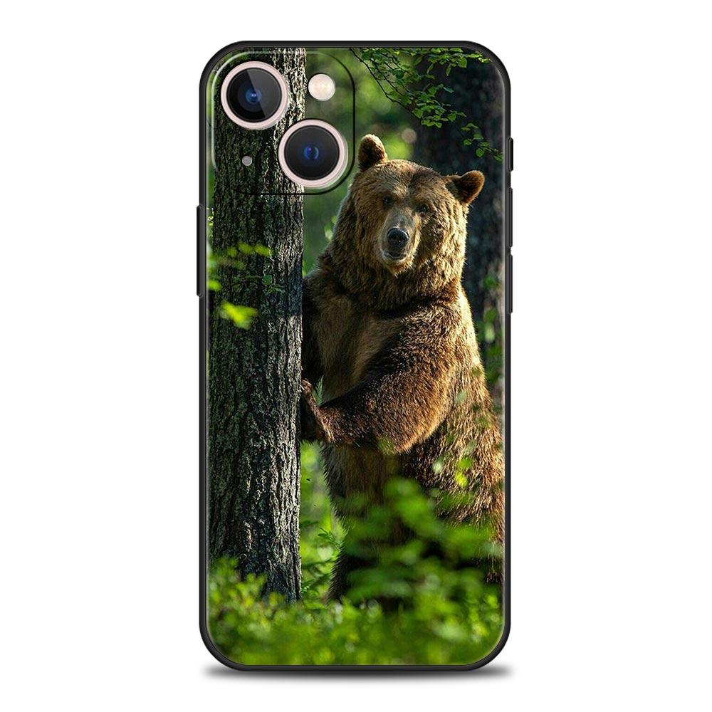 Lustige Just Relax Brown Bear Luxus-Telefonhülle für iPhone 13 15 14 12 11 Pro MAX XR X SE XS 7 8 Plus Weiche schwarze Silikonhülle