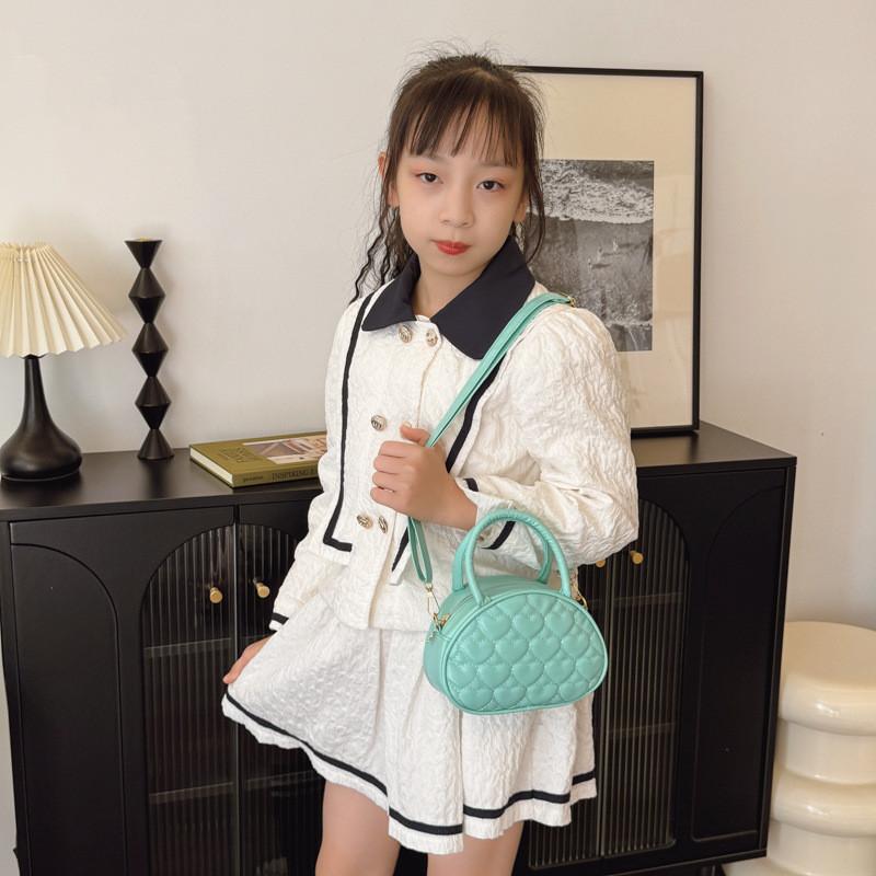 Girls Single Shoulder Andbag Fashionable Heart  Embroidered Drawstring