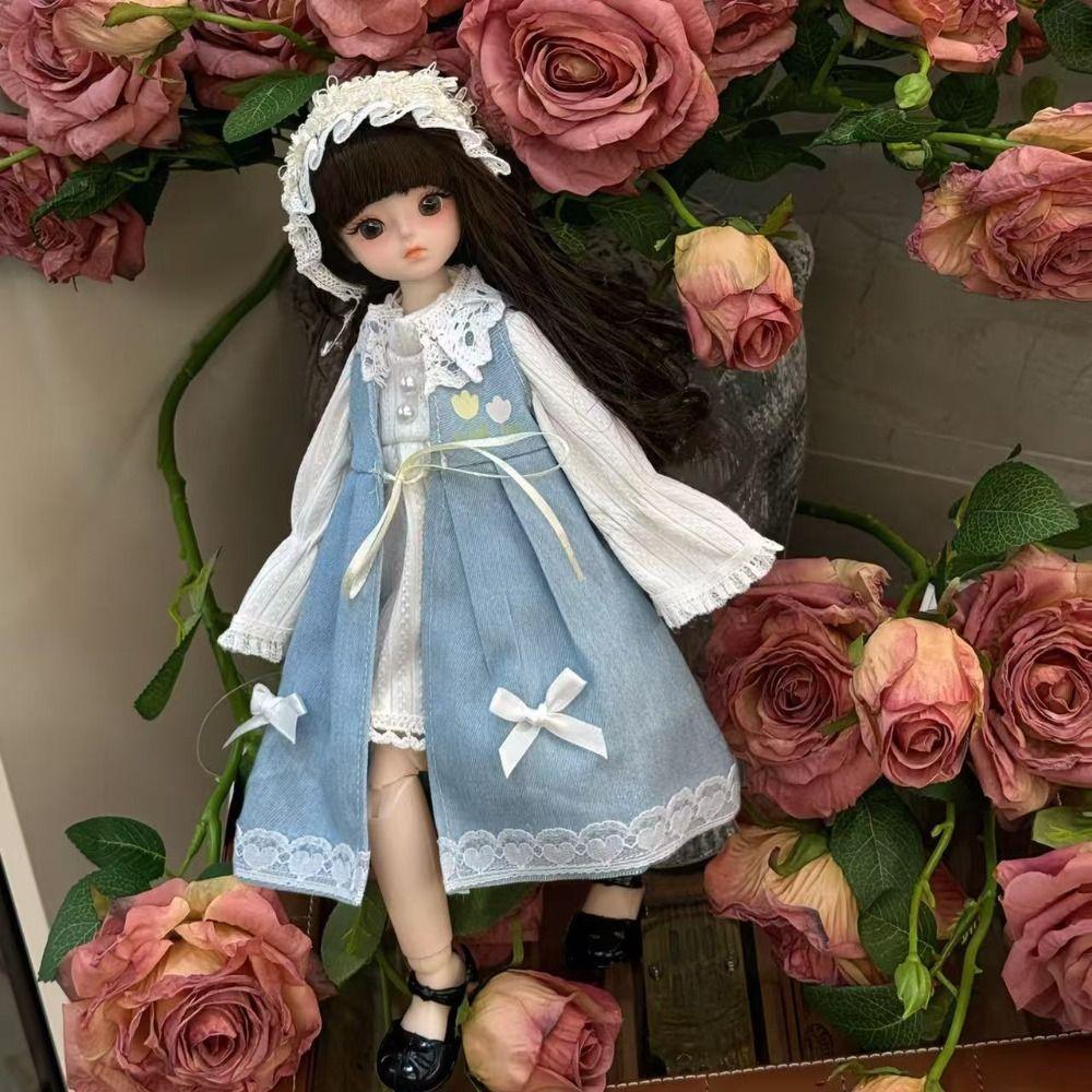 Lange Haare 30cm Bjd Puppe mit Kleidung Attraktive Augen Prinzessinnen-Make-up Kugelgelenkpuppe Geburtstagsgeschenk