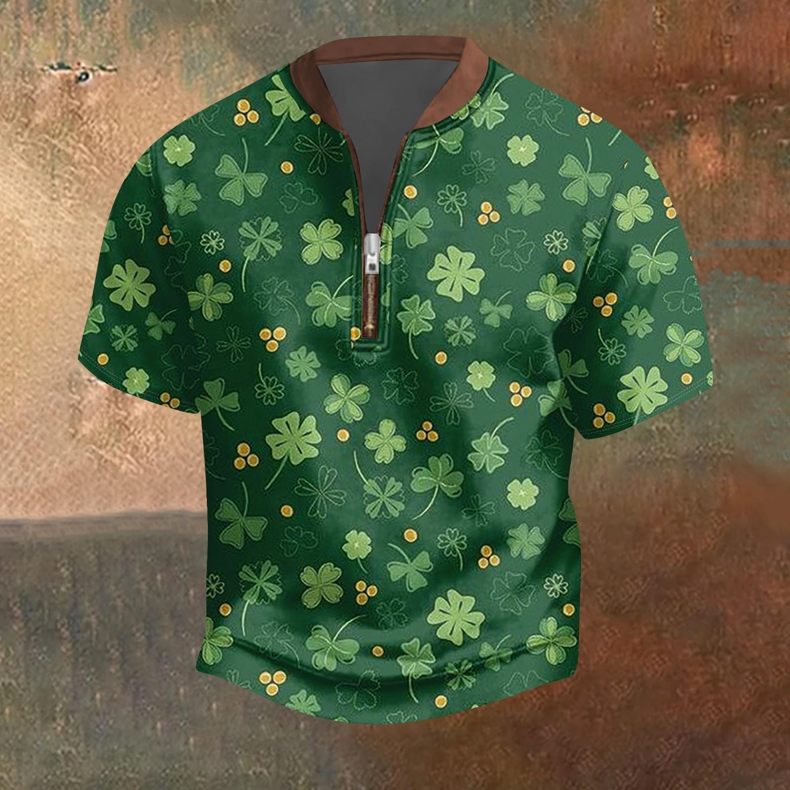 

Мужская повседневная футболка с застежкой-молнией на половину длины и короткими рукавами L армия зеленый